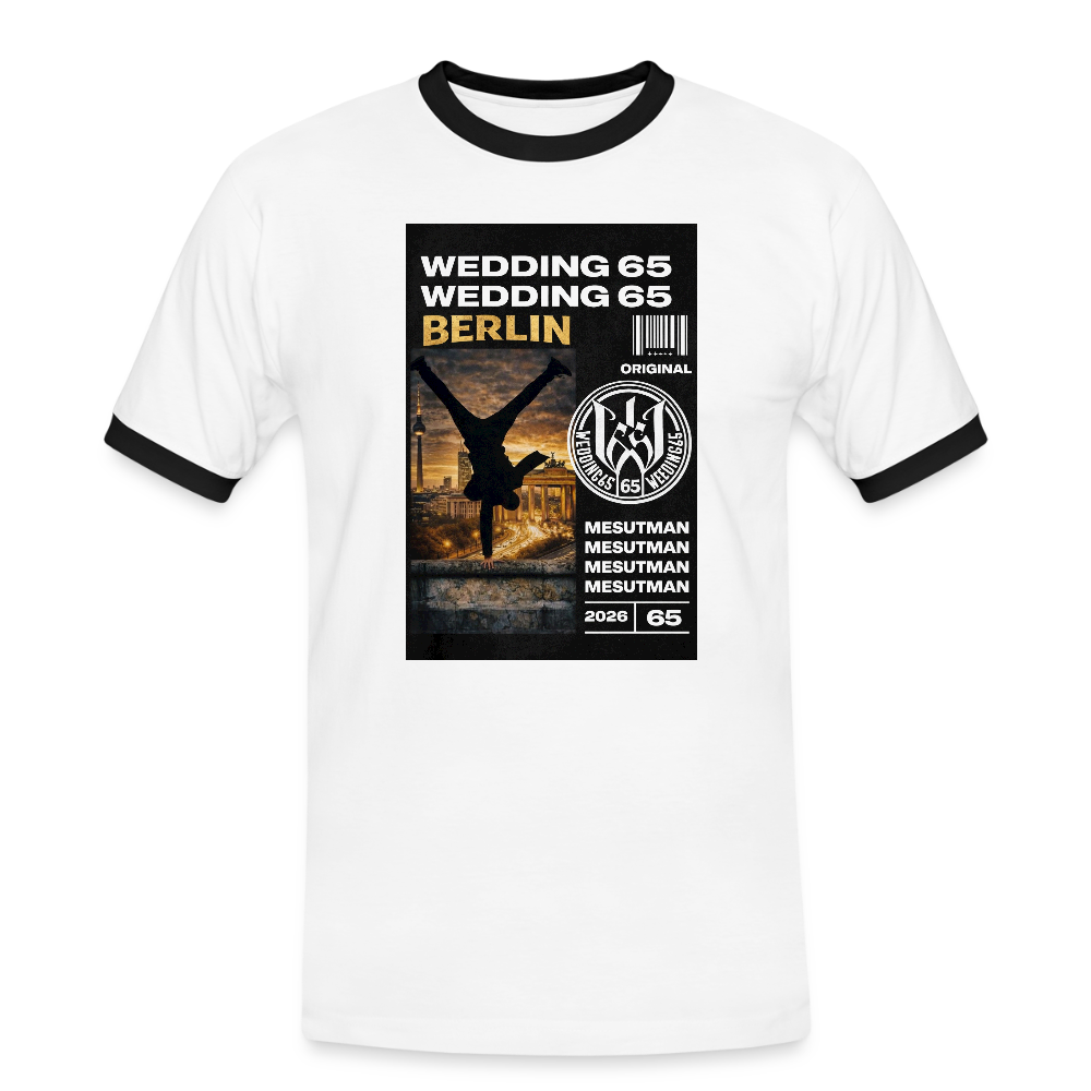 Mesutman Wedding 65 Männer Kontrast-T-Shirt - Weiß/Schwarz