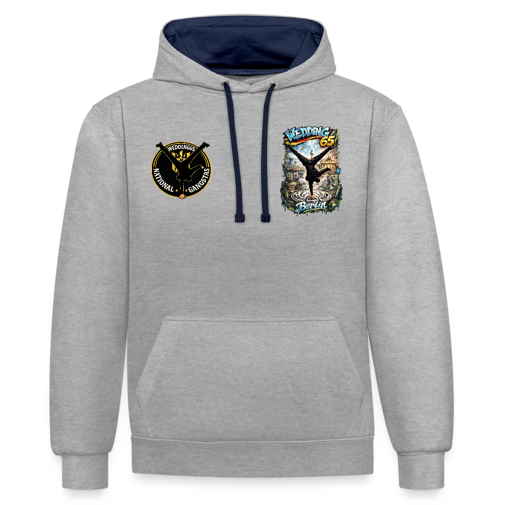 Wedding65 Kombo Kontrast-Hoodie - Grau meliert/Navy