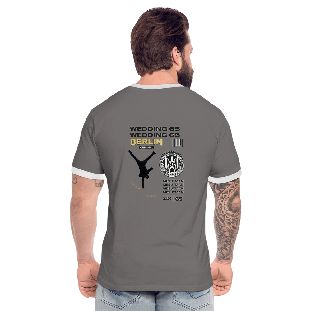 2026 Mesutman Wedding 65 Männer Kontrast-T-Shirt - Dunkelgrau/Weiß