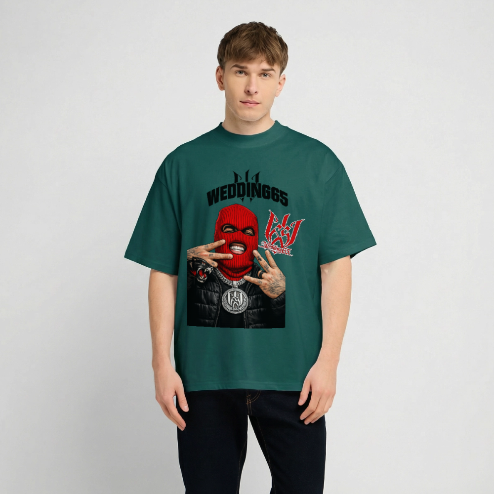 Red Mask White Wedding65 Heavy Oversize T-Shirt - hunter Green