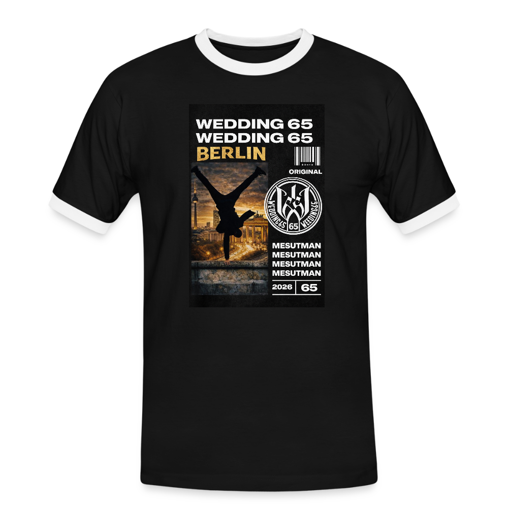 Mesutman Wedding 65 Männer Kontrast-T-Shirt - Schwarz/Weiß