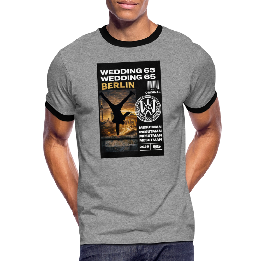 Mesutman Wedding 65 Männer Kontrast-T-Shirt - Grau meliert/Schwarz