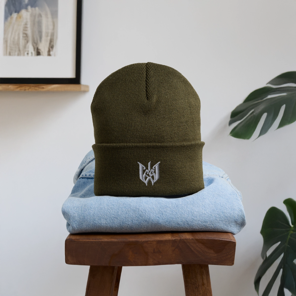 Wedding65 Bestickte Wintermütze - Olivgrün