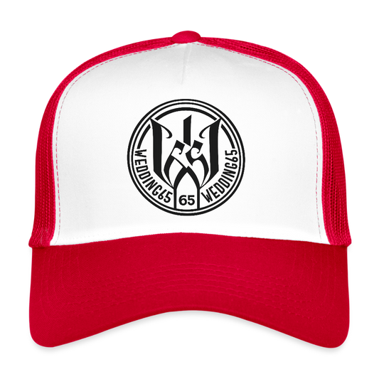 Black Logo Wedding 65 Trucker Cap - Weiß/Rot
