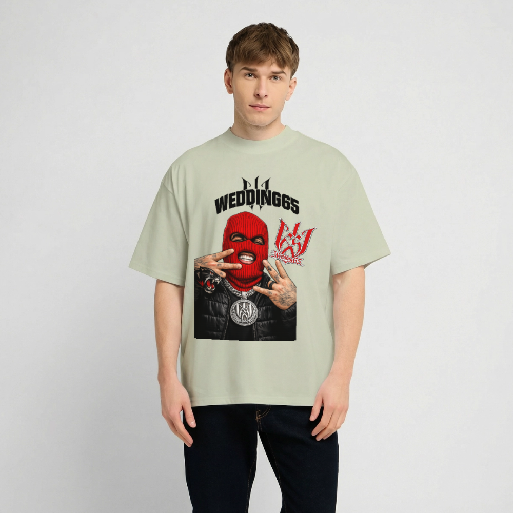 Red Mask White Wedding65 Heavy Oversize T-Shirt - Leichtes Salbeigrün 