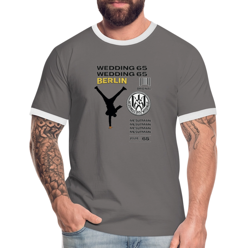 2026 Mesutman Wedding 65 Männer Kontrast-T-Shirt - Dunkelgrau/Weiß