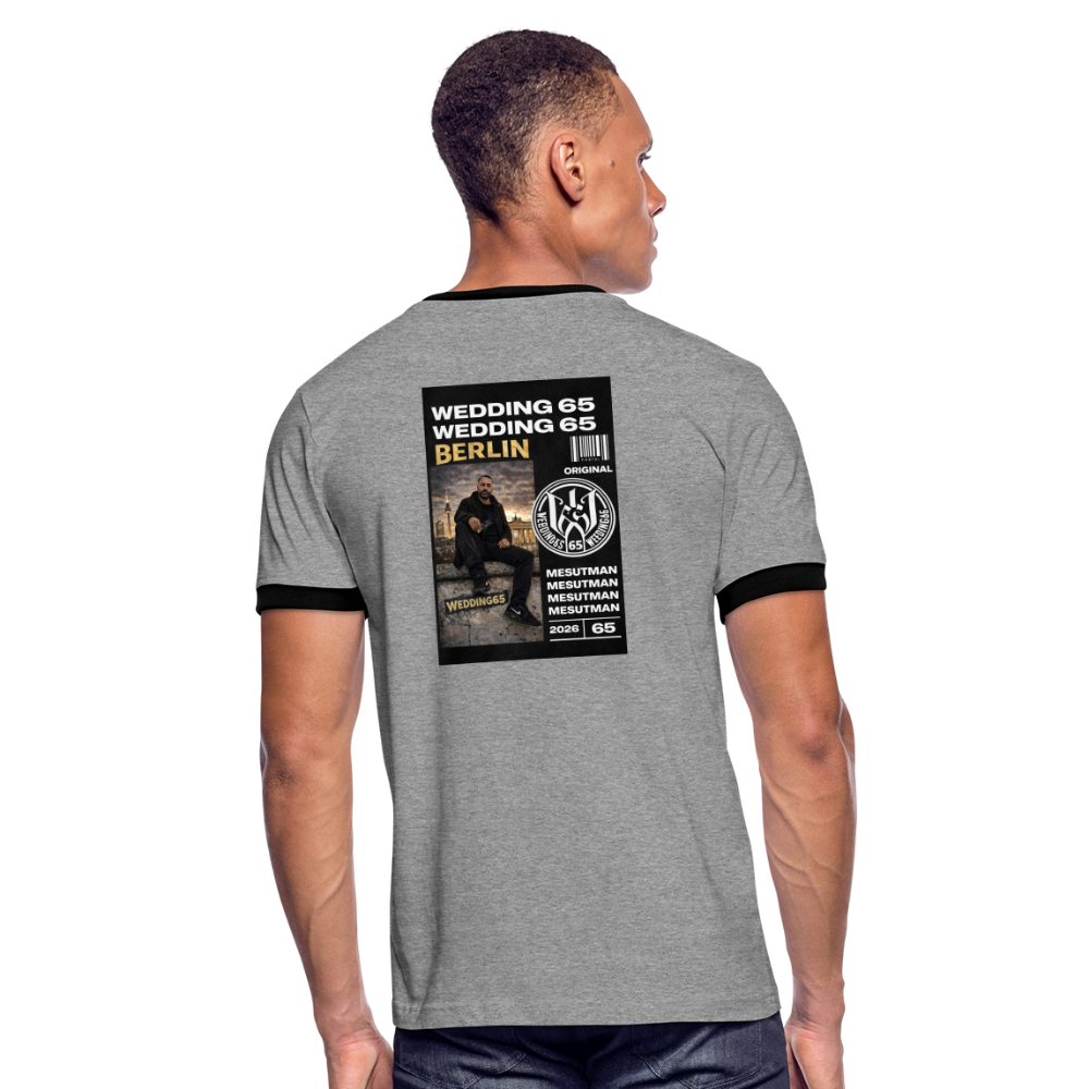 Mesutman Wedding 65 Männer Kontrast-T-Shirt - Grau meliert/Schwarz