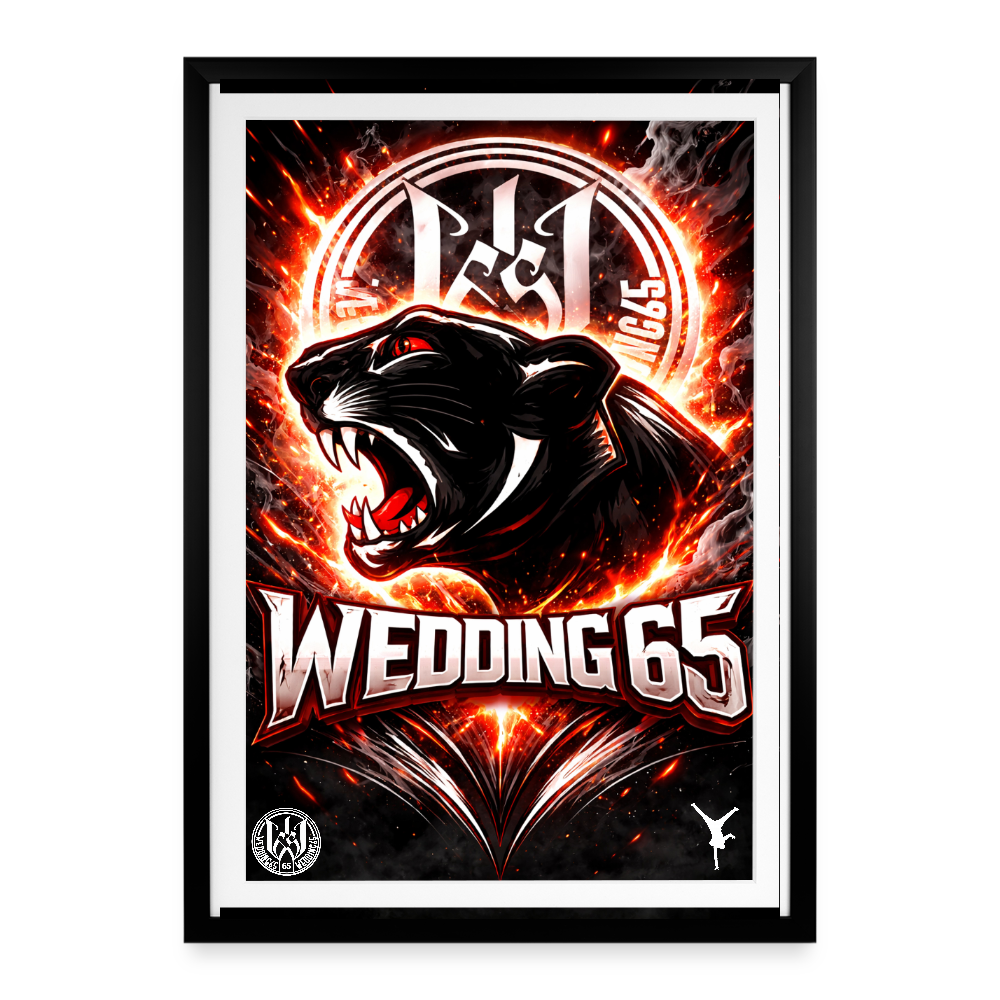 Wedding65 Panther Poster mit Rahmen - Schwarz