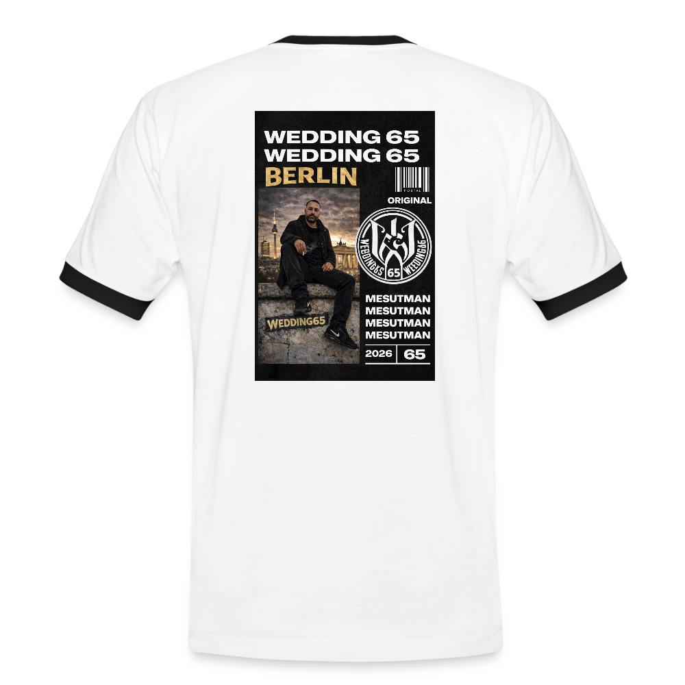 Mesutman Wedding 65 Männer Kontrast-T-Shirt - Weiß/Schwarz