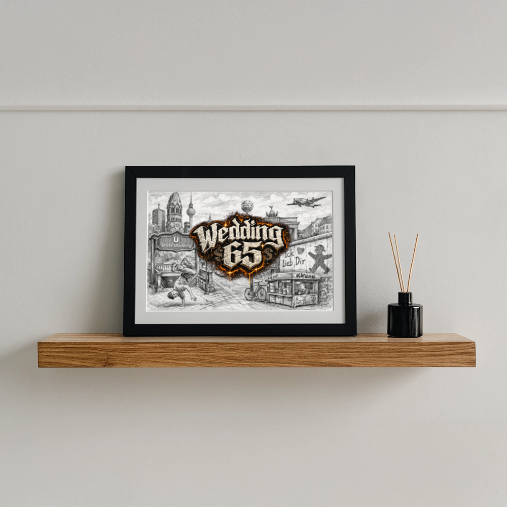 Berlin City Wedding 65 Gerahmtes Poster (37 × 27 cm) - Schwarz