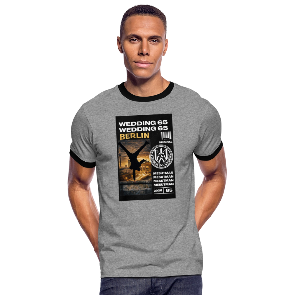 Mesutman Wedding 65 Männer Kontrast-T-Shirt - Grau meliert/Schwarz