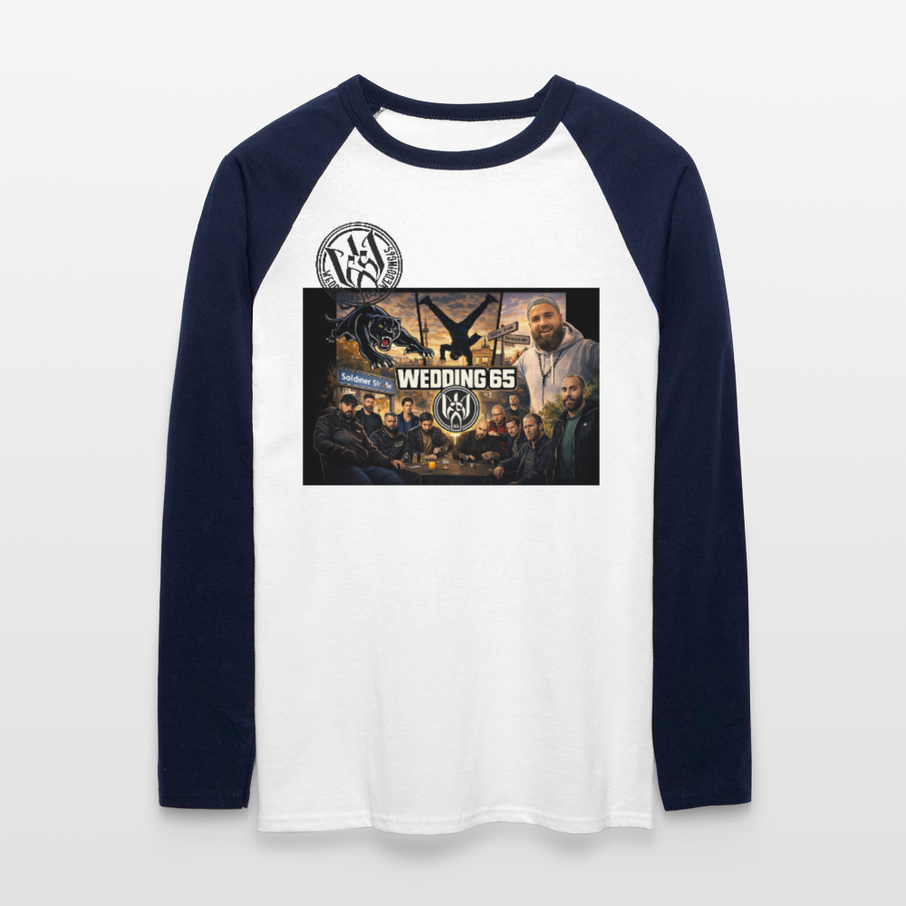 Wedding 65 Soldiner/Kolonie Männer Baseballshirt langarm - Weiß/Navy