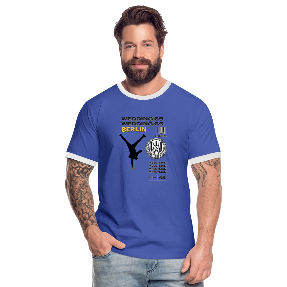 2026 Mesutman Wedding 65 Männer Kontrast-T-Shirt - Blau/Weiß