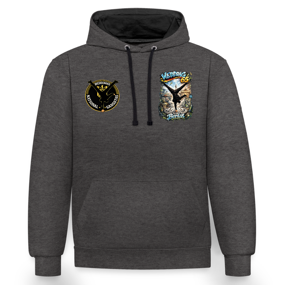 Wedding65 Kombo Kontrast-Hoodie - Anthrazit/Schwarz