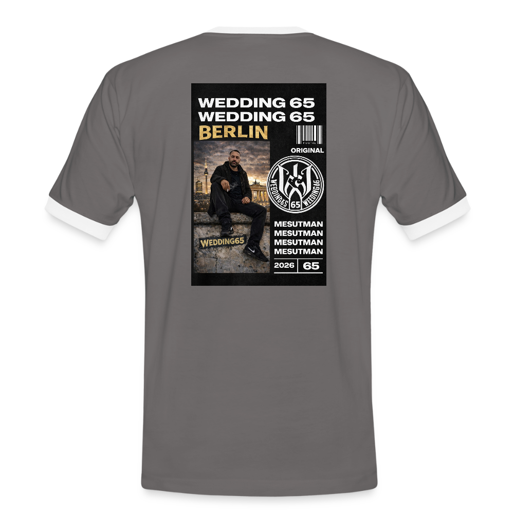 Mesutman Wedding 65 Männer Kontrast-T-Shirt - Dunkelgrau/Weiß