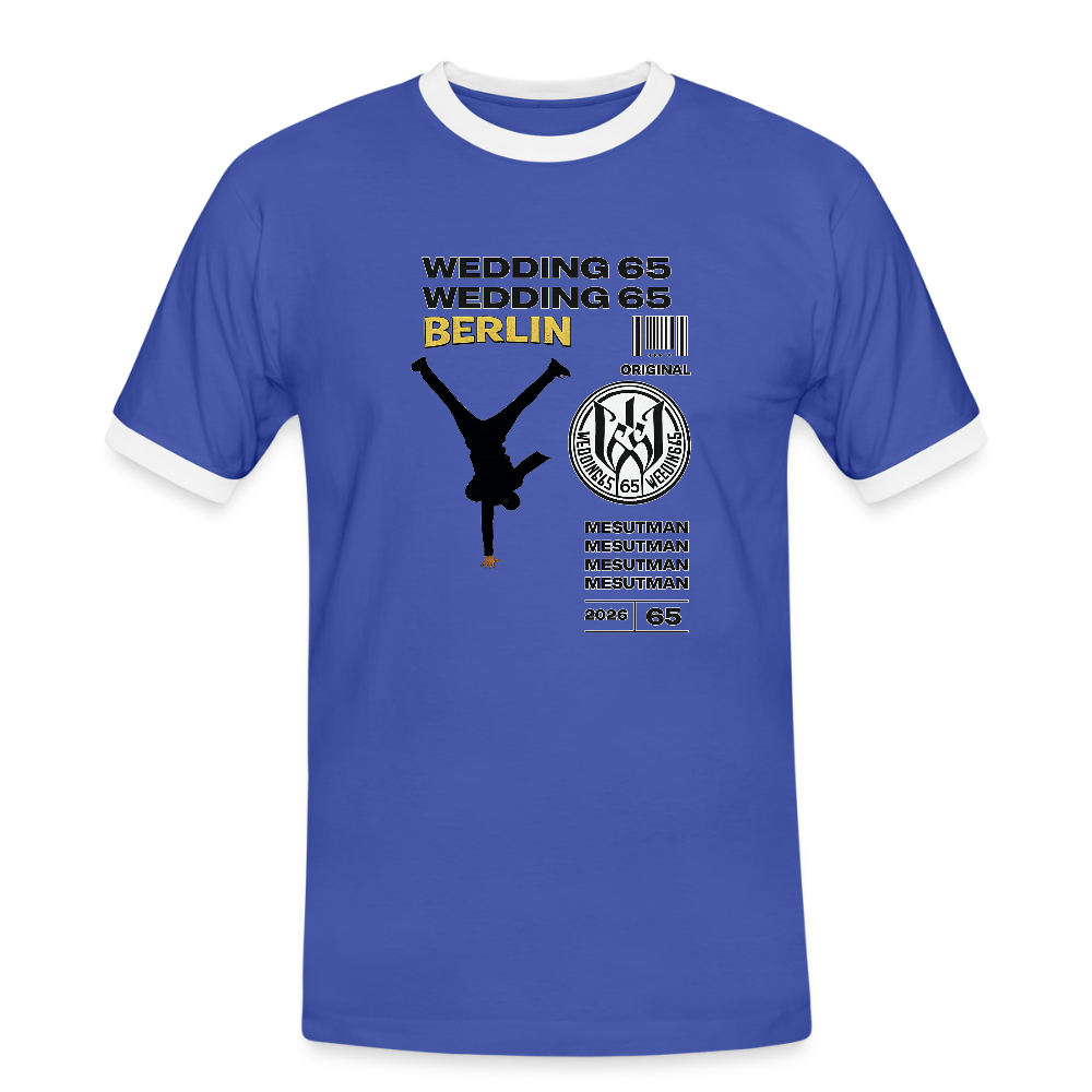 2026 Mesutman Wedding 65 Männer Kontrast-T-Shirt - Blau/Weiß