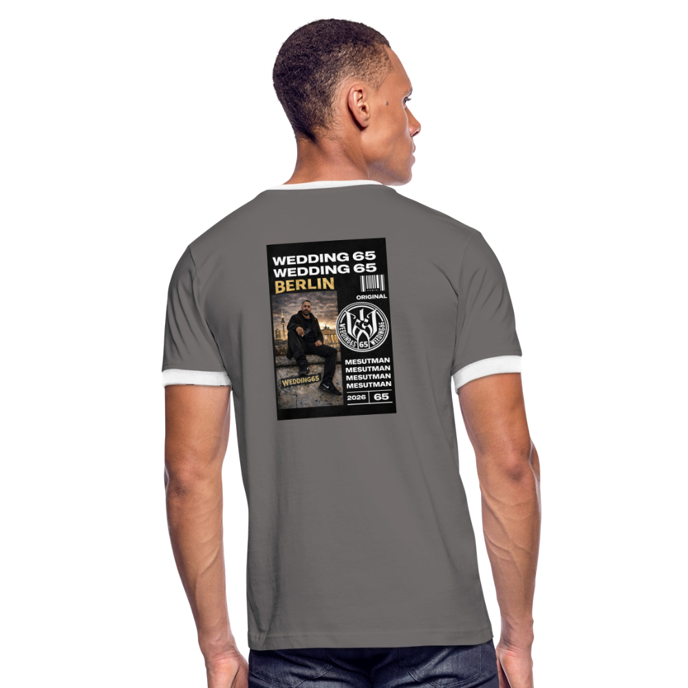 Mesutman Wedding 65 Männer Kontrast-T-Shirt - Dunkelgrau/Weiß
