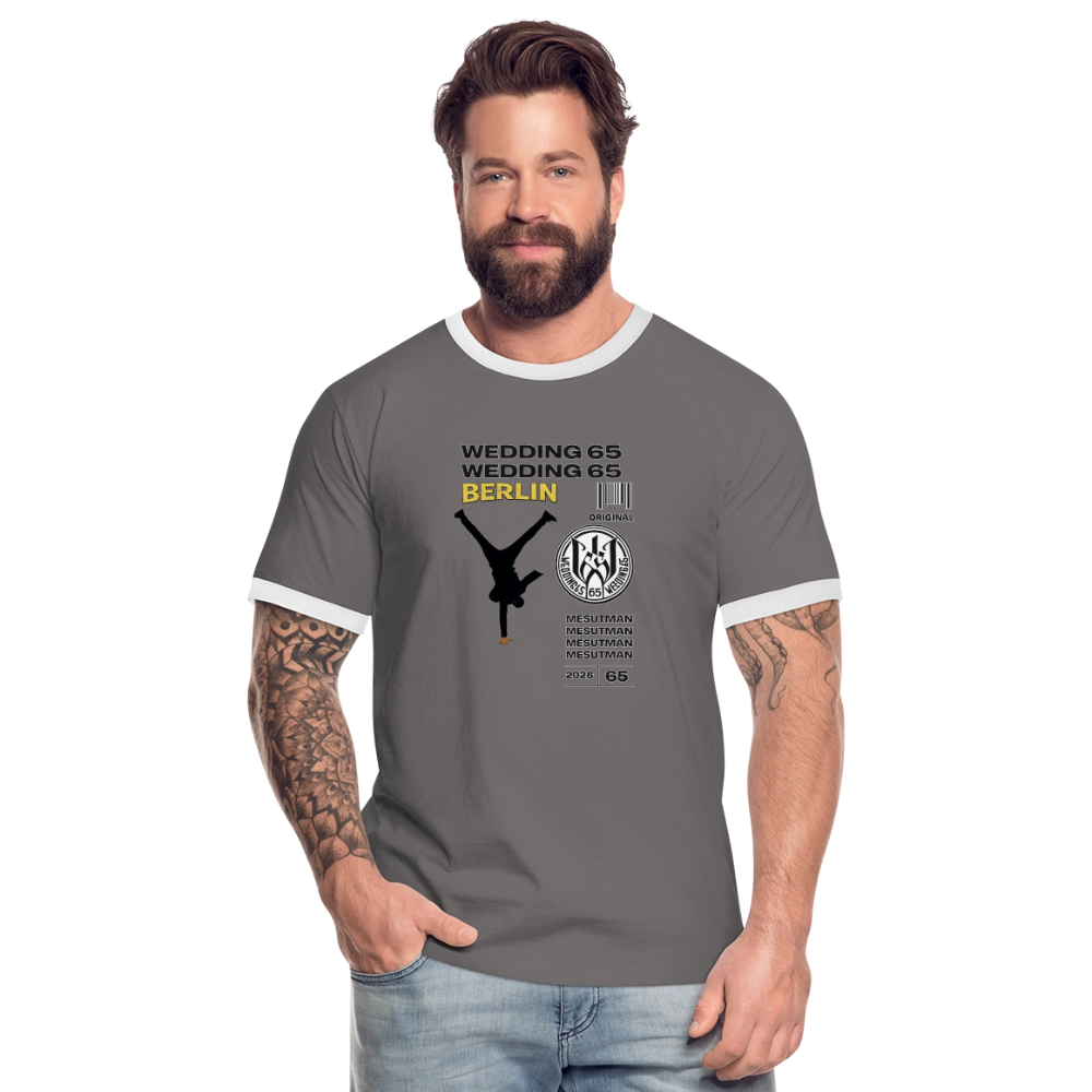 2026 Mesutman Wedding 65 Männer Kontrast-T-Shirt - Dunkelgrau/Weiß