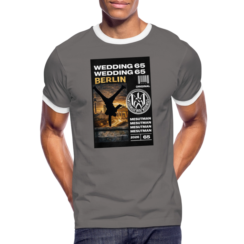 Mesutman Wedding 65 Männer Kontrast-T-Shirt - Dunkelgrau/Weiß
