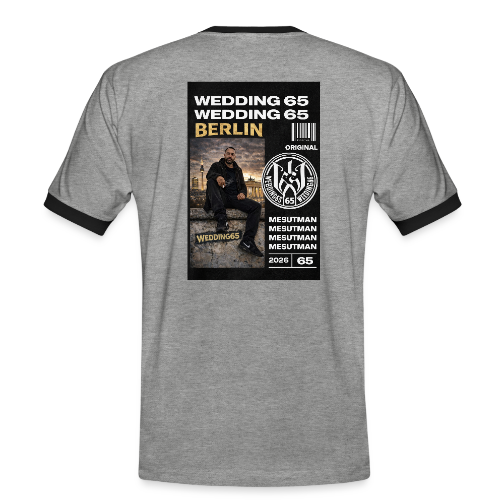 Mesutman Wedding 65 Männer Kontrast-T-Shirt - Grau meliert/Schwarz