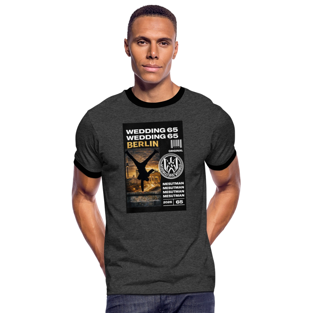 Mesutman Wedding 65 Männer Kontrast-T-Shirt - Anthrazit/Schwarz