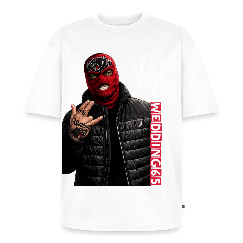 Red Mask Wedding65 Unisex Premium Oversized Bio T-Shirt - Weiß