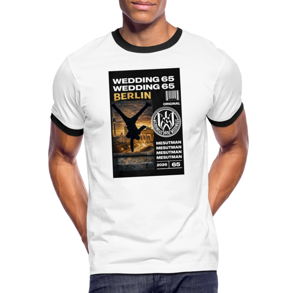 Mesutman Wedding 65 Männer Kontrast-T-Shirt - Weiß/Schwarz