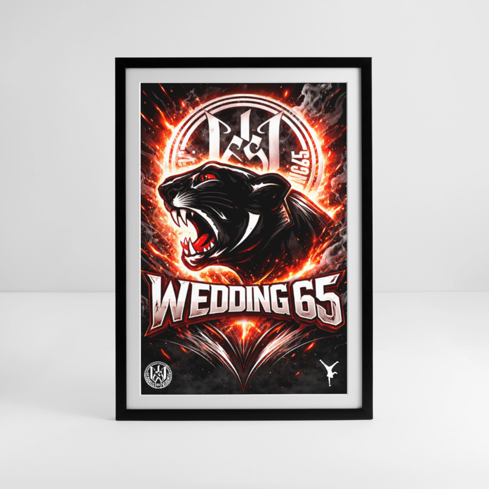 Wedding65 Panther Poster mit Rahmen - Schwarz