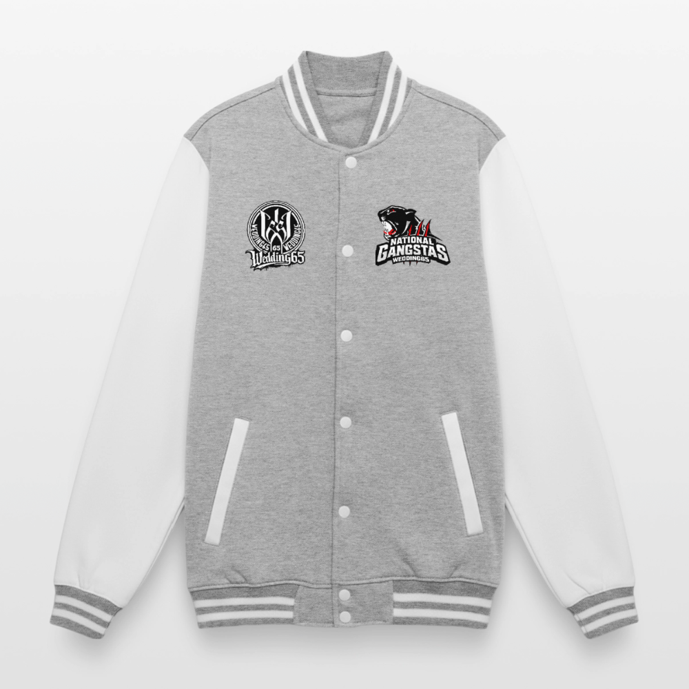 W65 Wedding65 College-Sweatjacke - Grau meliert/Weiß