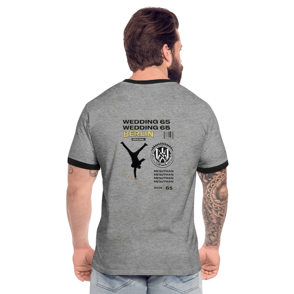 2026 Mesutman Wedding 65 Männer Kontrast-T-Shirt - Grau meliert/Schwarz