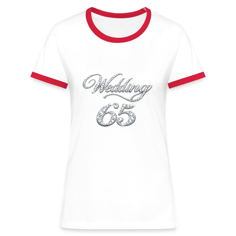 Wedding 65 Bling Frauen Kontrast-T-Shirt - Weiß/Rot