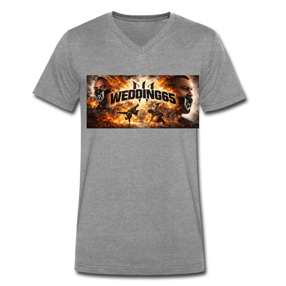 Wedding65 Brand Männer T-Shirt mit V-Ausschnitt von Stanley & Stella - Dunkelgrau meliert