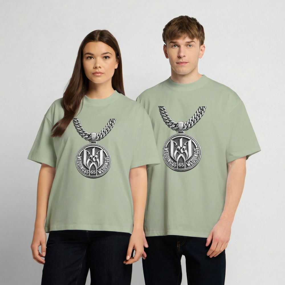 Wedding65 Kette Heavy Oversize T-Shirt - Leichtes Salbeigrün 