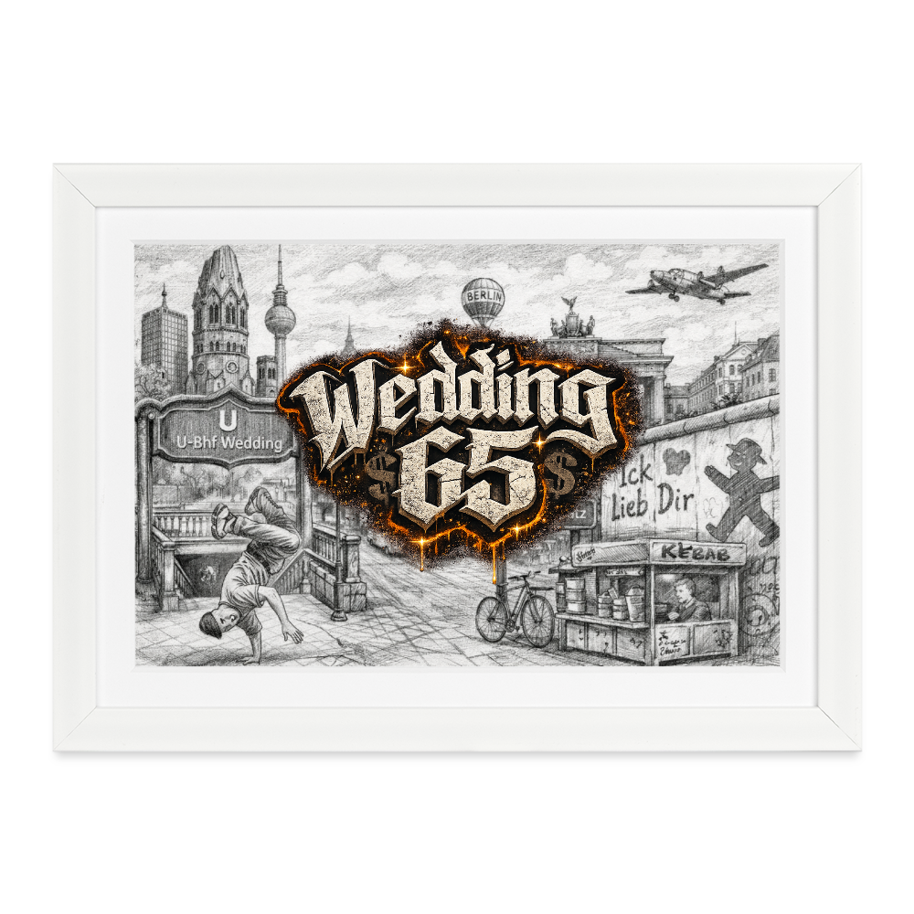 Berlin City Wedding 65 Gerahmtes Poster (37 × 27 cm) - Weiß