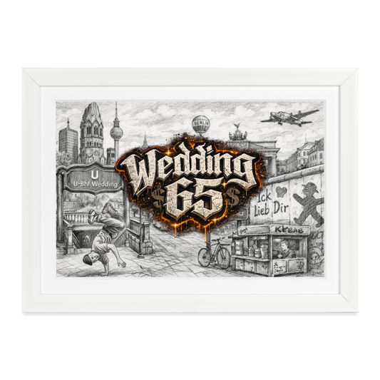 Berlin City Wedding 65 Gerahmtes Poster (37 × 27 cm) - Weiß