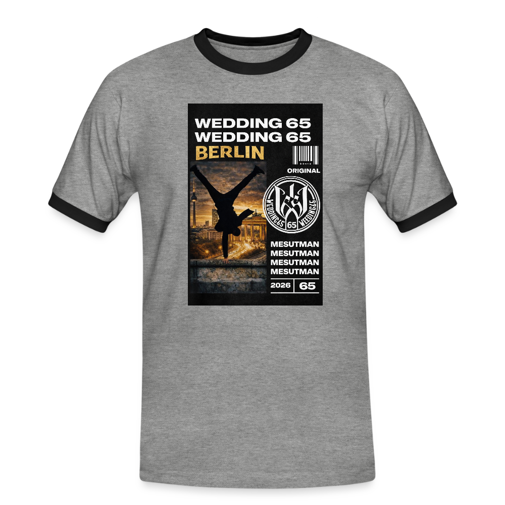 Mesutman Wedding 65 Männer Kontrast-T-Shirt - Grau meliert/Schwarz