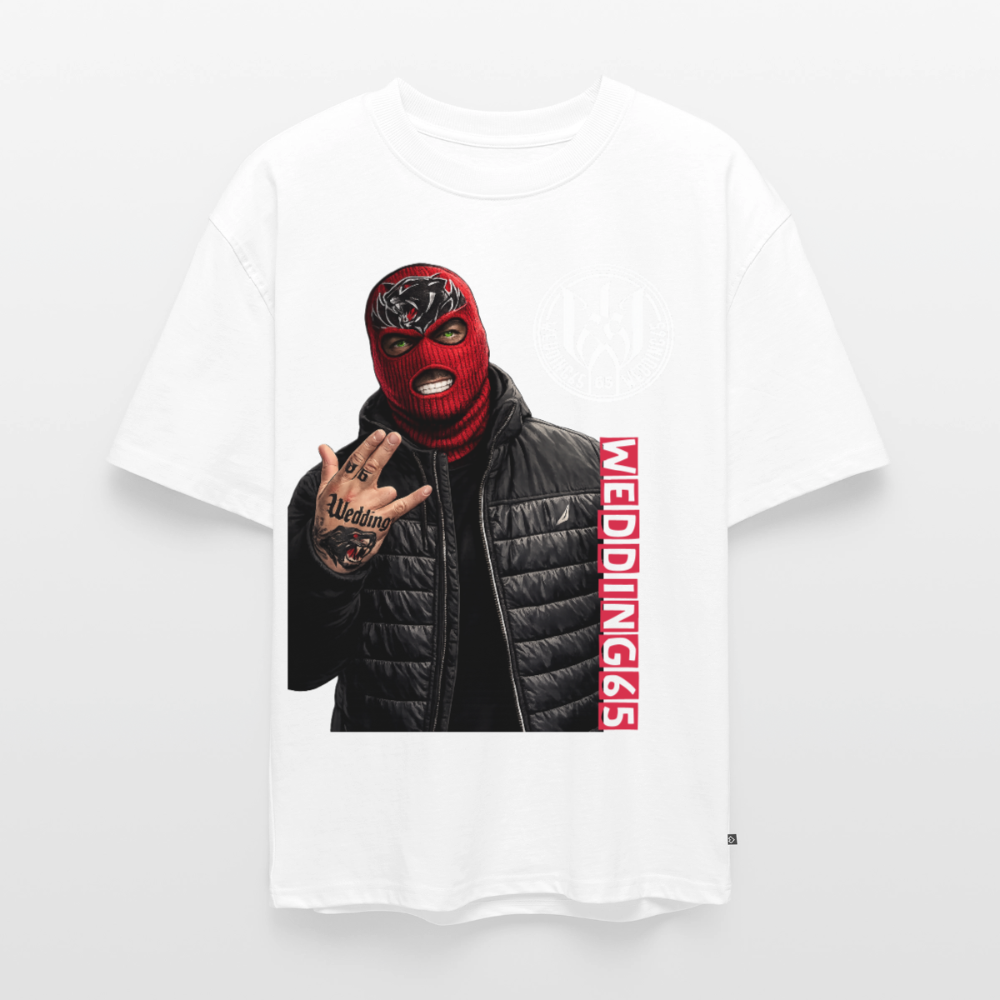 Red Mask Wedding65 Unisex Premium Oversized Bio T-Shirt - Weiß