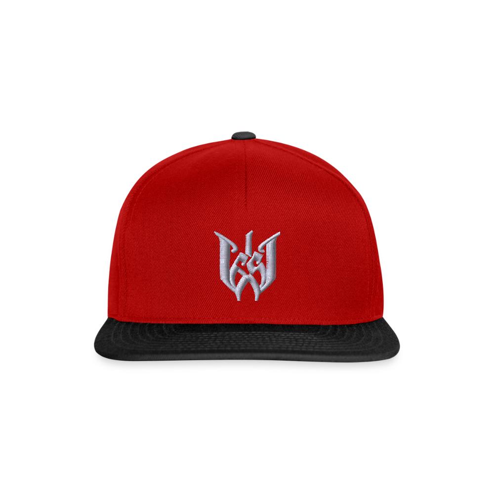 Wedding65 Strick Snapback Cap - Rot/Schwarz