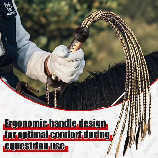 Schwarze  goldene handgeflochtene 36-Strang Peitsche mit Holzgriff