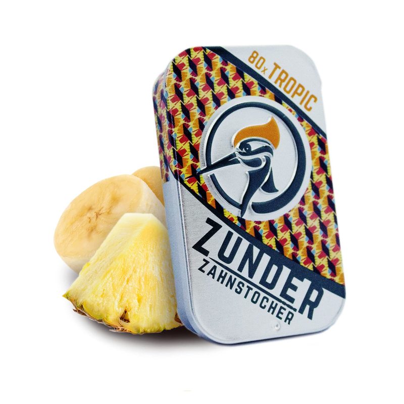 Zunder Zahnstocher | Zahnstocher mit Geschmack | 80 stück in stylischer Dose