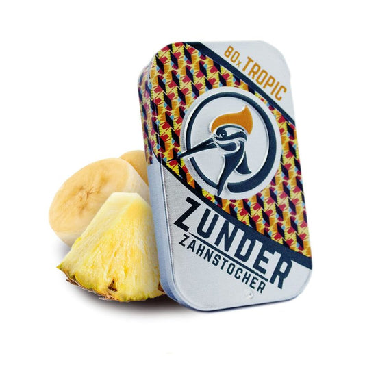 Zunder Zahnstocher | Zahnstocher mit Geschmack | 80 stück in stylischer Dose