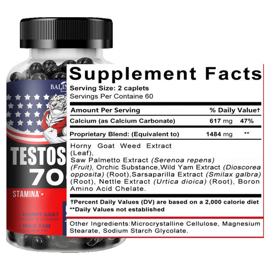Testosteron-Ergänzungsmittel - mit Kalzium, Brennnessel & Sägepalme - Unterstützt Regulierte Energieniveaus - 120 Kapseln